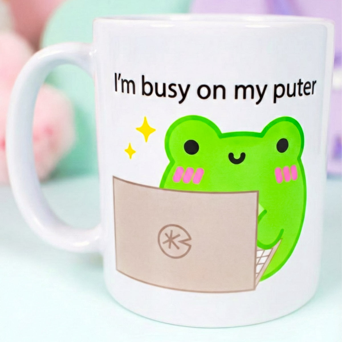 I'm Busy On My Puter Albert The Frog Mug