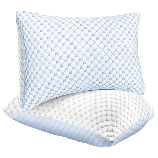 OLIVIA ROCCO Ice Cool Hypoallergenic Cooling Memory Foam Pillow for Cold Night Comfort and Breathable All Night Support Daily