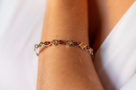 Multicolour Amber Geometric Bangle