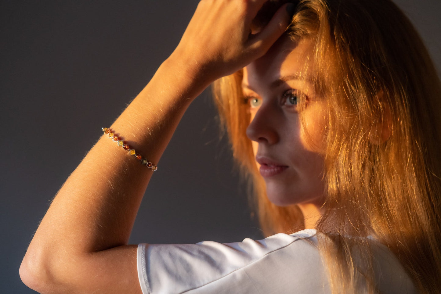 Multicolour Amber Geometric Bangle