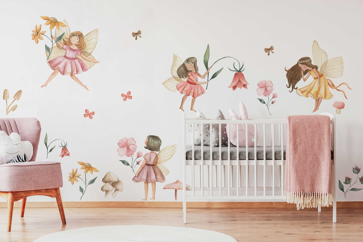 Fairy Wall Decal | Watercolour Fairies Wall Decal | Nursery Fairytale Sticker