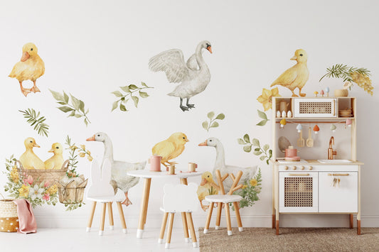 Goose Wall Decals | Watercolour Geese Wall Stickers | Farm Animals Decals | Kids Room Decor