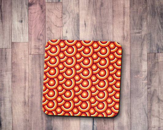 Orange Retro 70's Design Coasters, Table Decor Drinks Mat