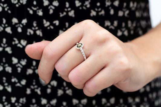 Green Amber Bubble Stacking Ring