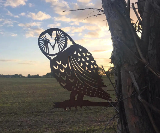 Rusty Metal Owl Garden Decoration