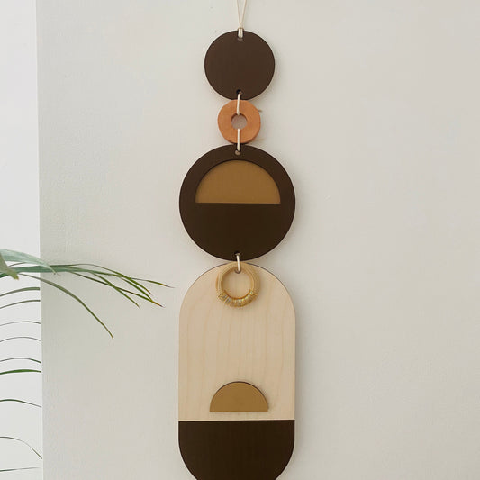 Brown Modern Wall Art - Geometric Artwork - Minimal Home Decor - New Home Trend - Slim Centre Piece Art - Long Wall Tapestry - Earthy Tones