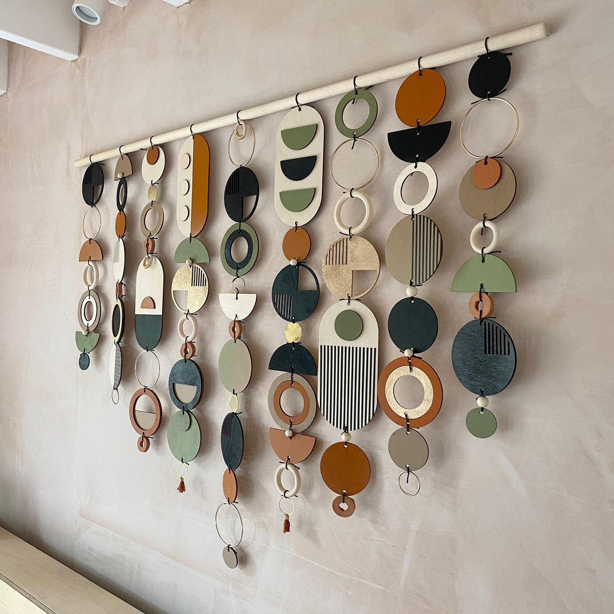 Large Mid Century Modern Wall Art – Handmade Burnt Orange and Olive Wall Hanging - Other Colours Available