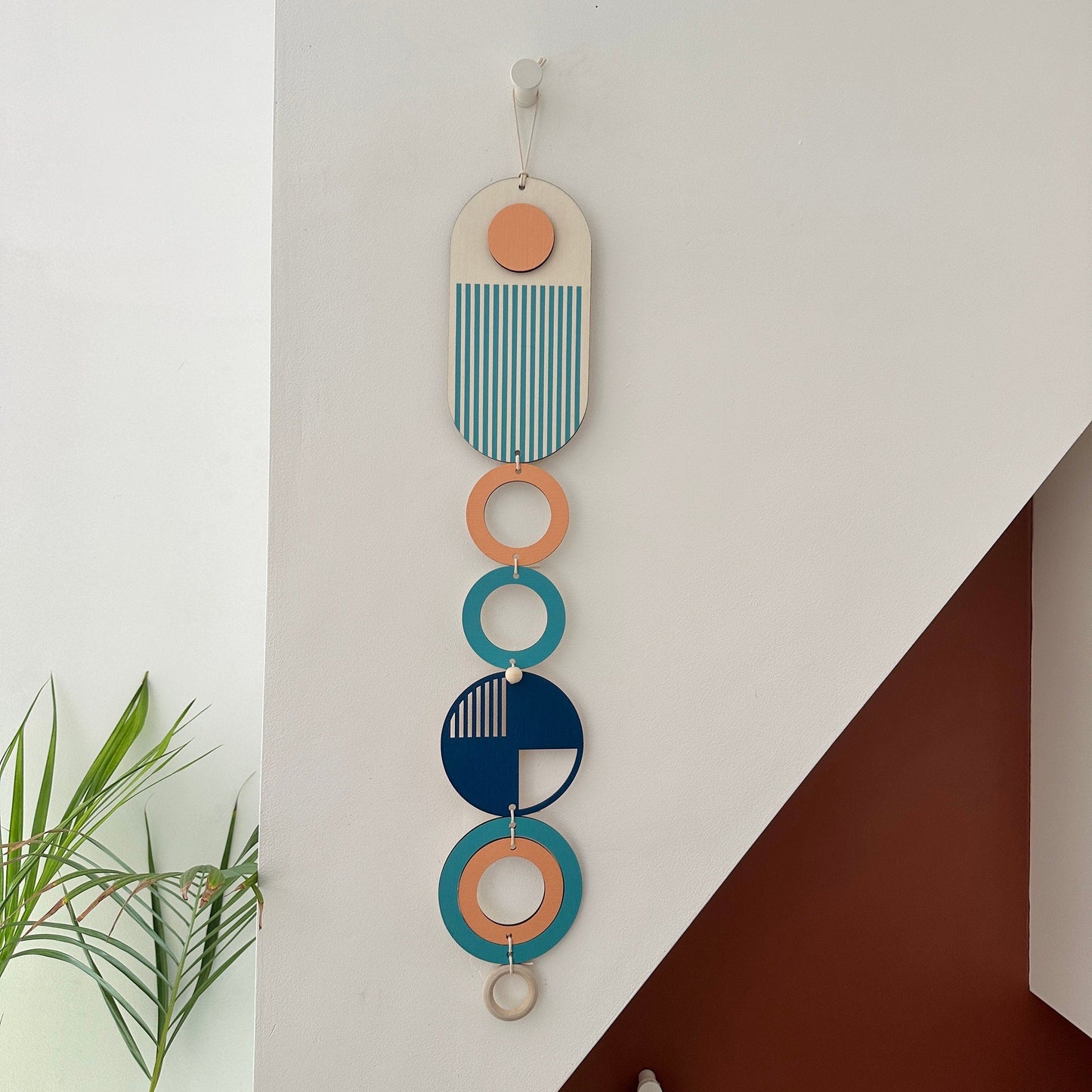 Geometric Wall Art – Modern Wood Tapestry, Mid-Century Decor