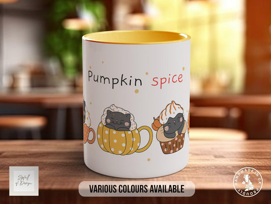 Pumpkin Spice Latte Mug – Cute Cat Lover Design | Handmade Ceramic, Dishwasher Safe