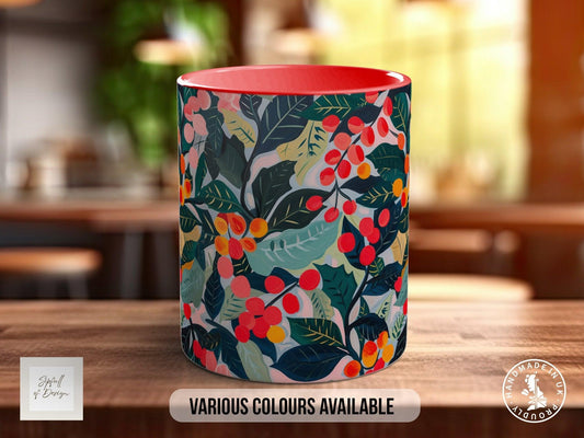 Birth Month Flowers Mug - December Narcissus and Holly -