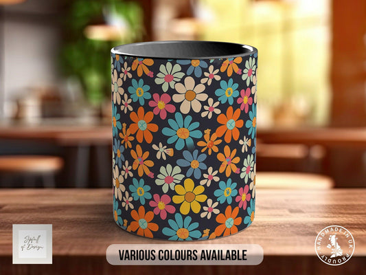 Groovy Flower Mug | Handmade Ceramic Mug with Colourful Flower Design & Smash Proof Packaging