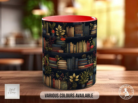 Book Shelf Pattern Full Wrap Coloured Art Mug - Design 9