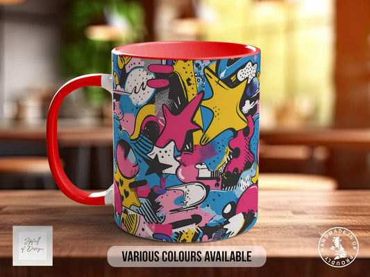 Abstract Comic Pop Pattern Full Wrap Coloured Art Mug - Design 10