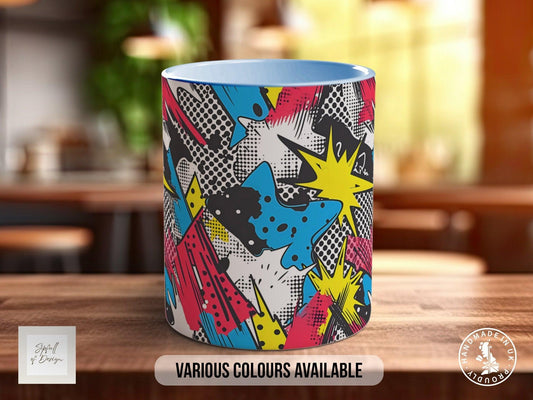 Abstract Comic Pop Pattern Full Wrap Coloured Art Mug - Design 11