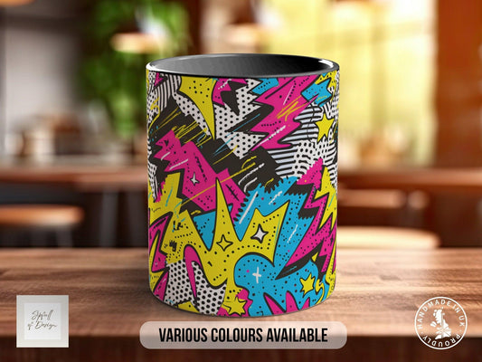 Abstract Comic Pop Pattern Full Wrap Coloured Art Mug - Design 5