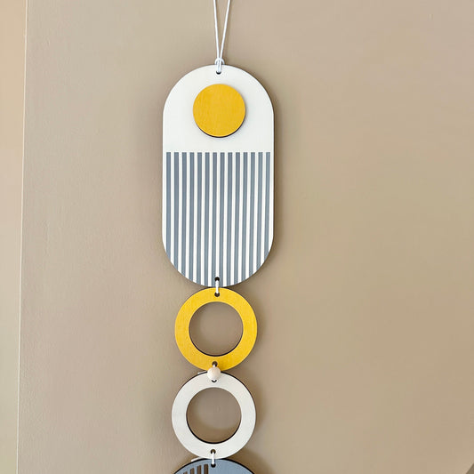 Yellow and Grey Wall Hanging - Grey and Yellow Wall Art - Ochre Yellow Decor - Yellow Modern Art - Minimalist Wall Hanging Decor