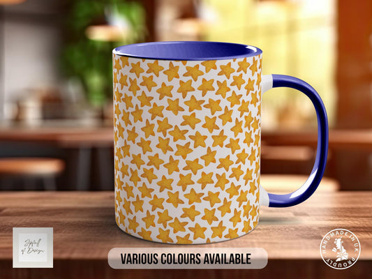 Watercolour Star Pattern Full Wrap Coloured Art Mug - Design 16