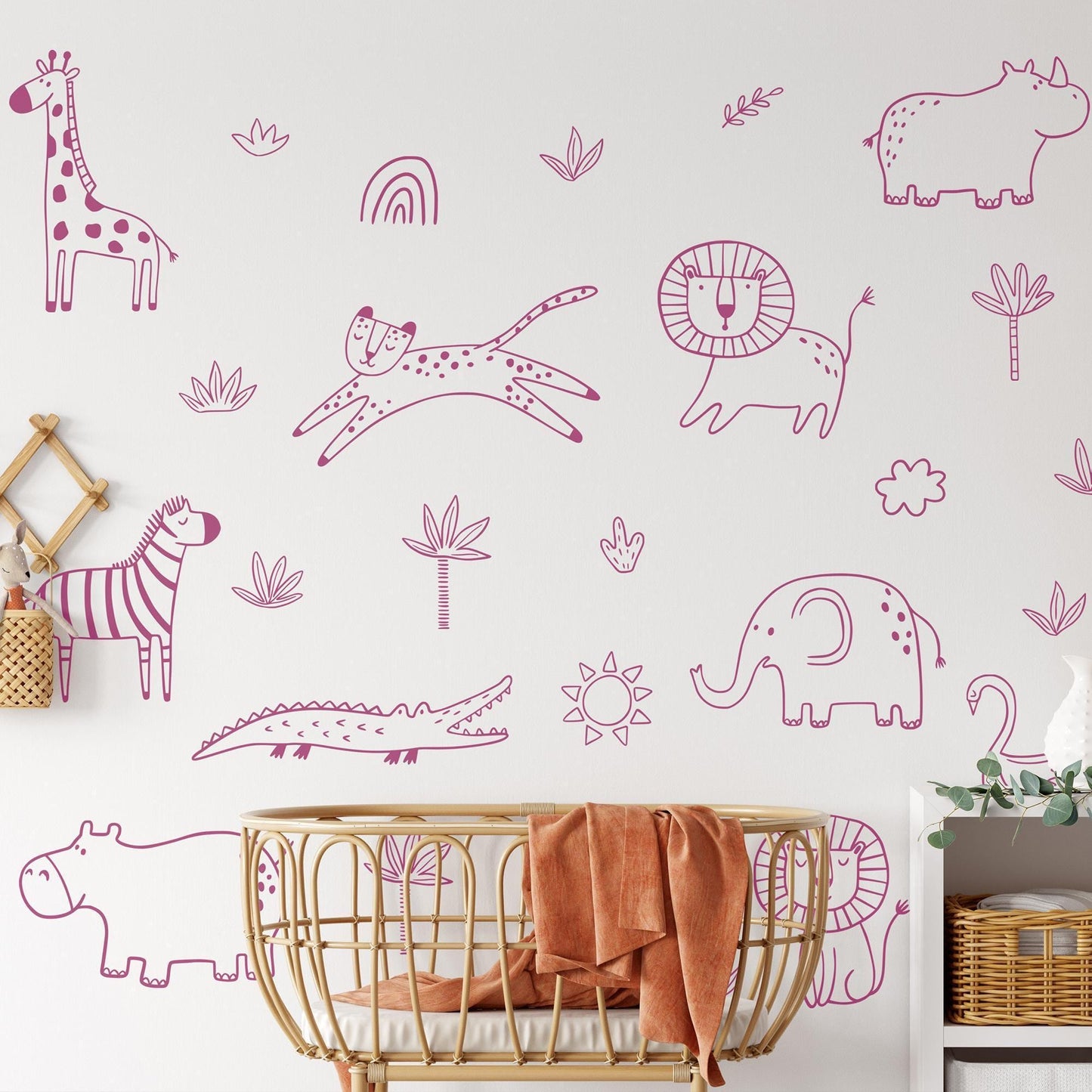 Jungle Animal Decals: Safari Nursery Decor, Removable Wall Art