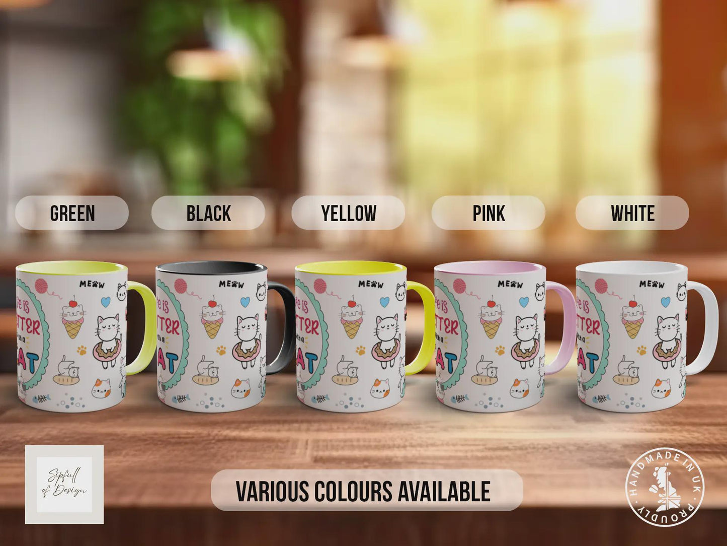 Life is Better with a Cat Mug – Cute Cat Lover Coffee Cup Gift