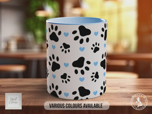 Dog Paw Print Mug | Dog Lover Gift | Paw & Heart Design | Handmade UK