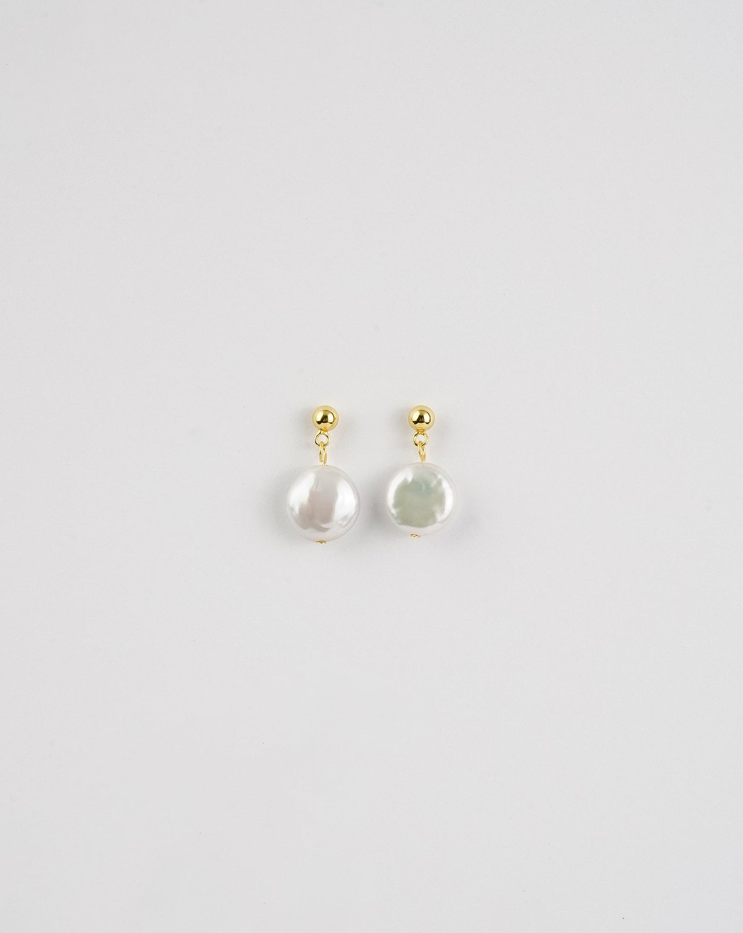 Round Button Pearl Earrings