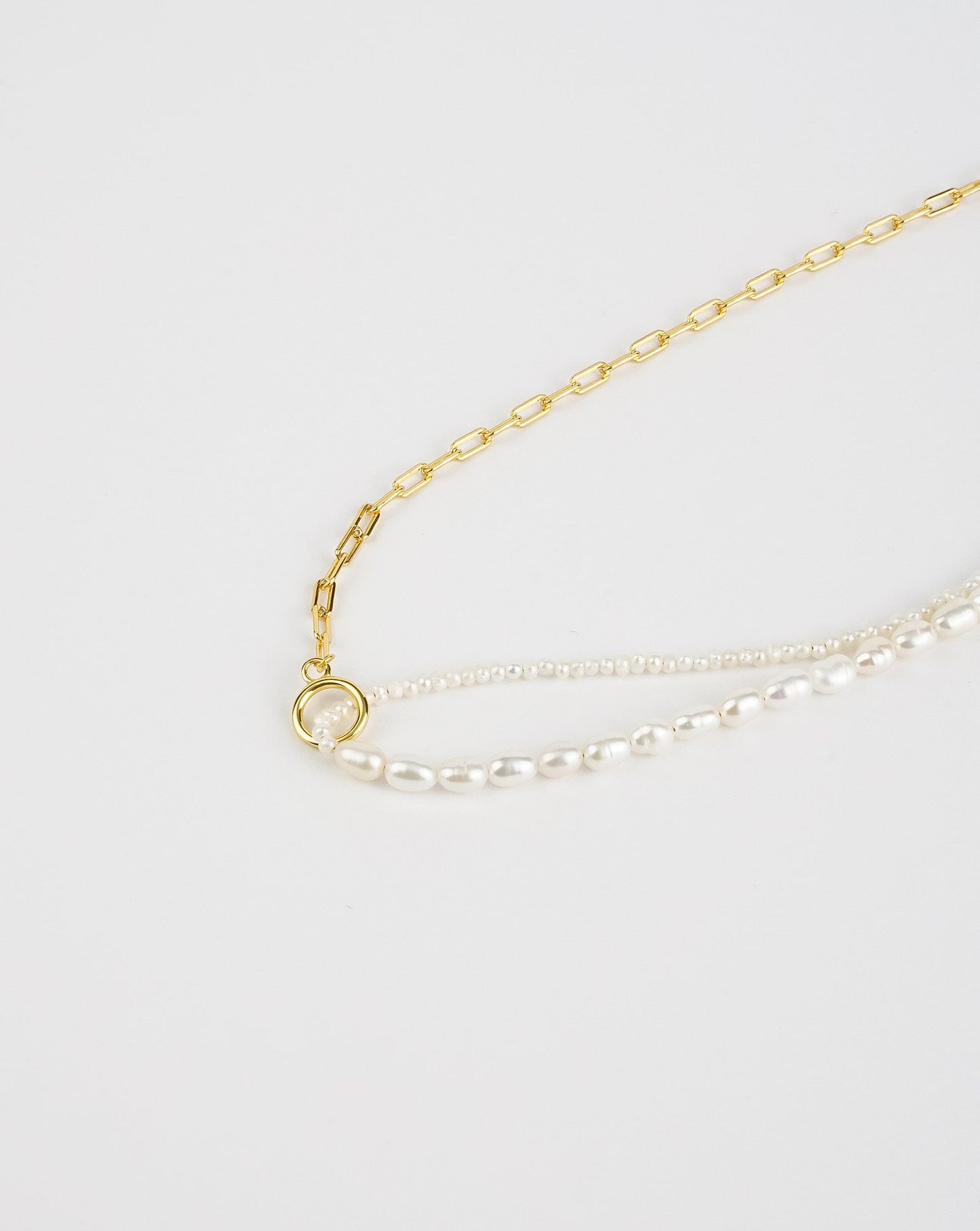 Chain Link Pearl Necklace