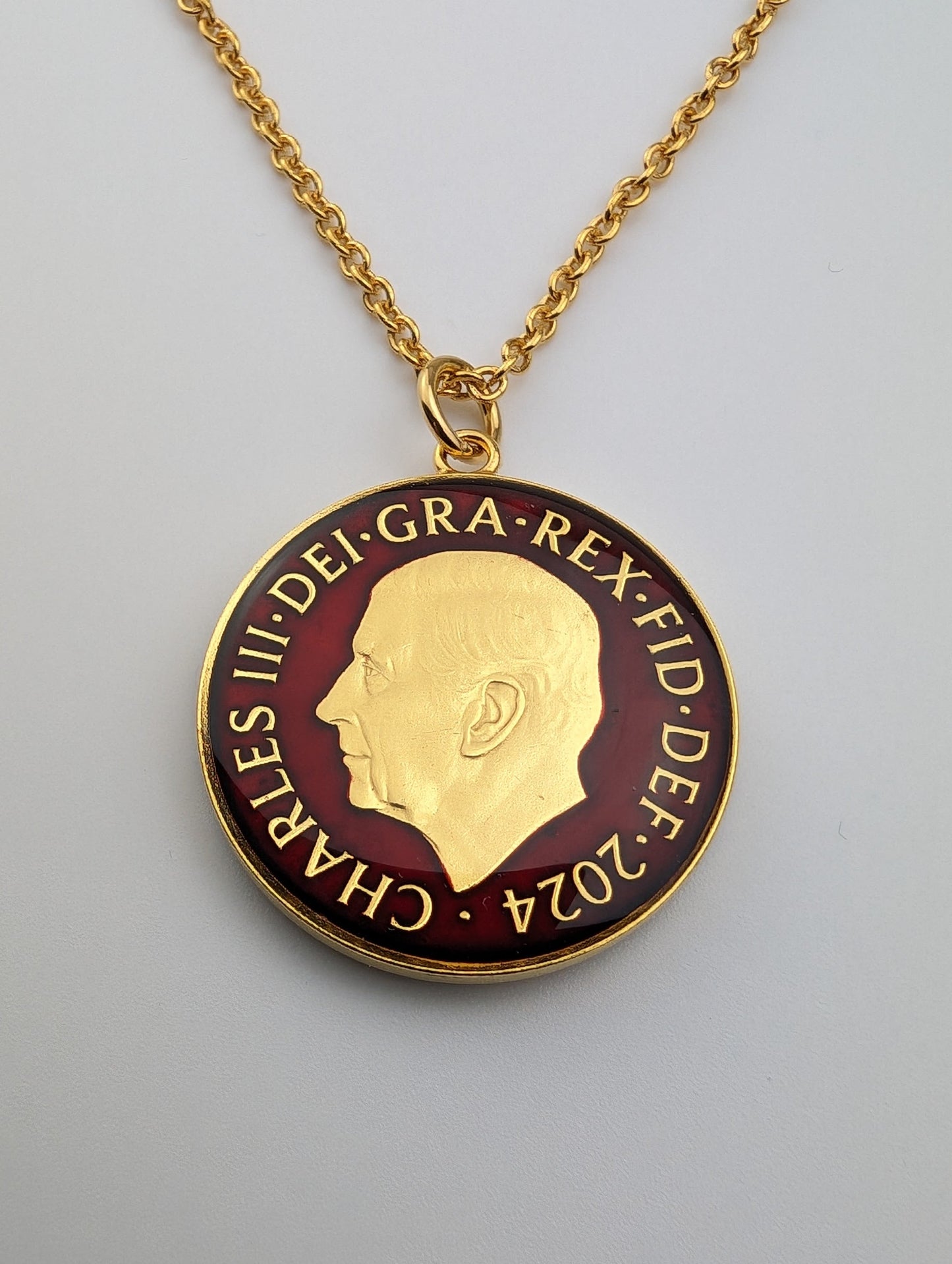 King Charles III Two Pence - Enamelled Coin Necklace