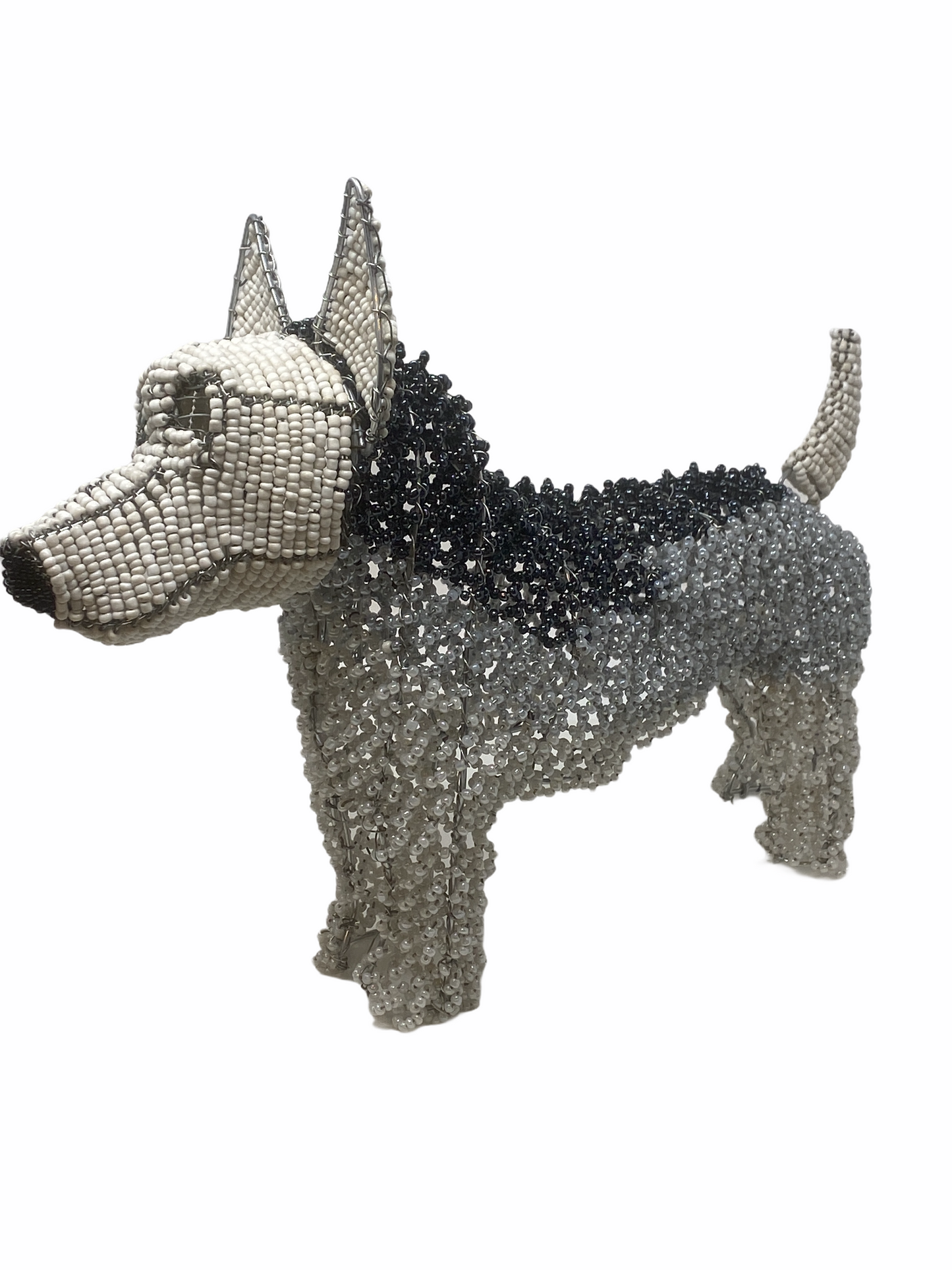 Hand Beaded Dog Sculpture