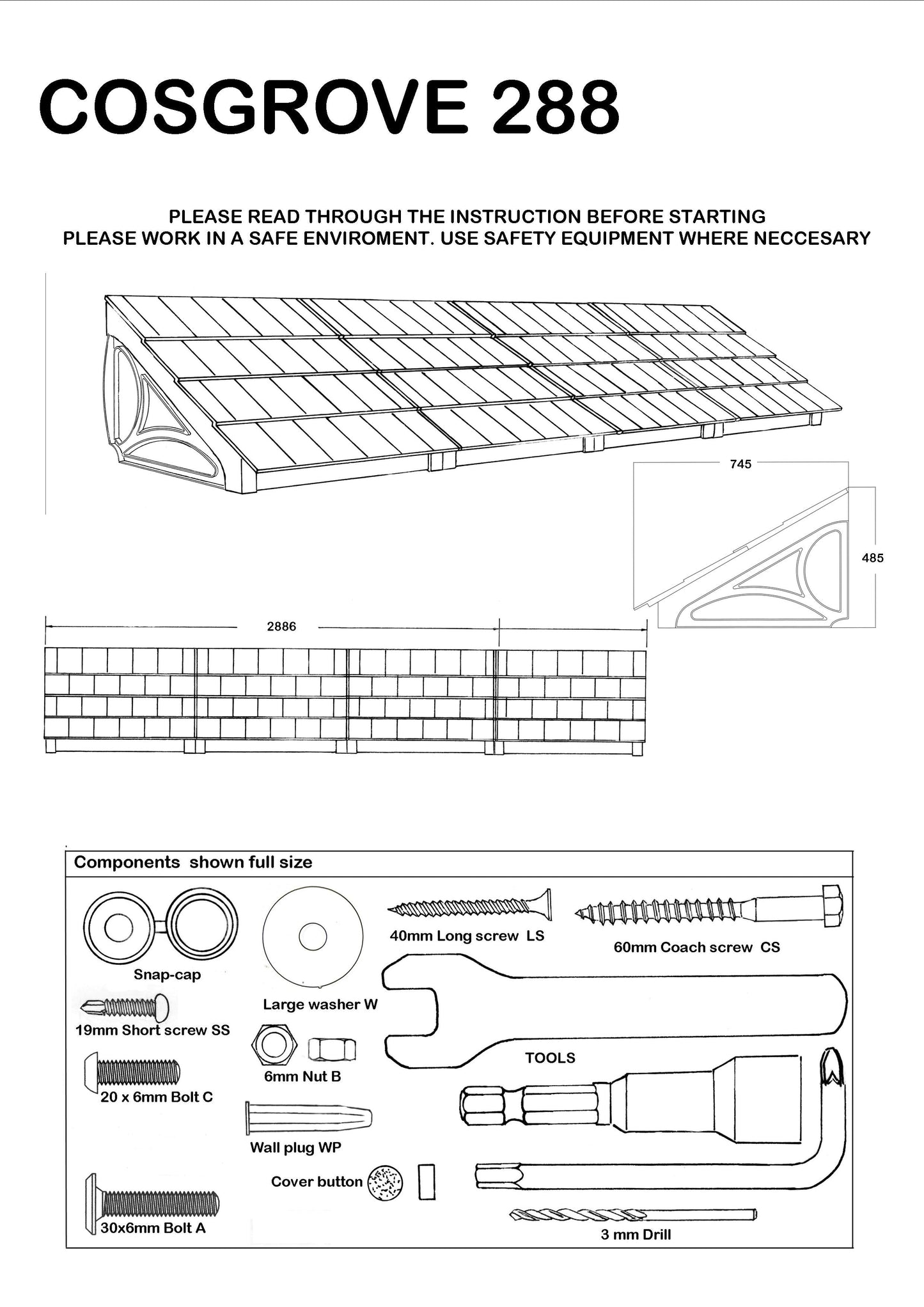 Cosgrove Lean-To Door Canopy - Flat Pack Porch Canopy