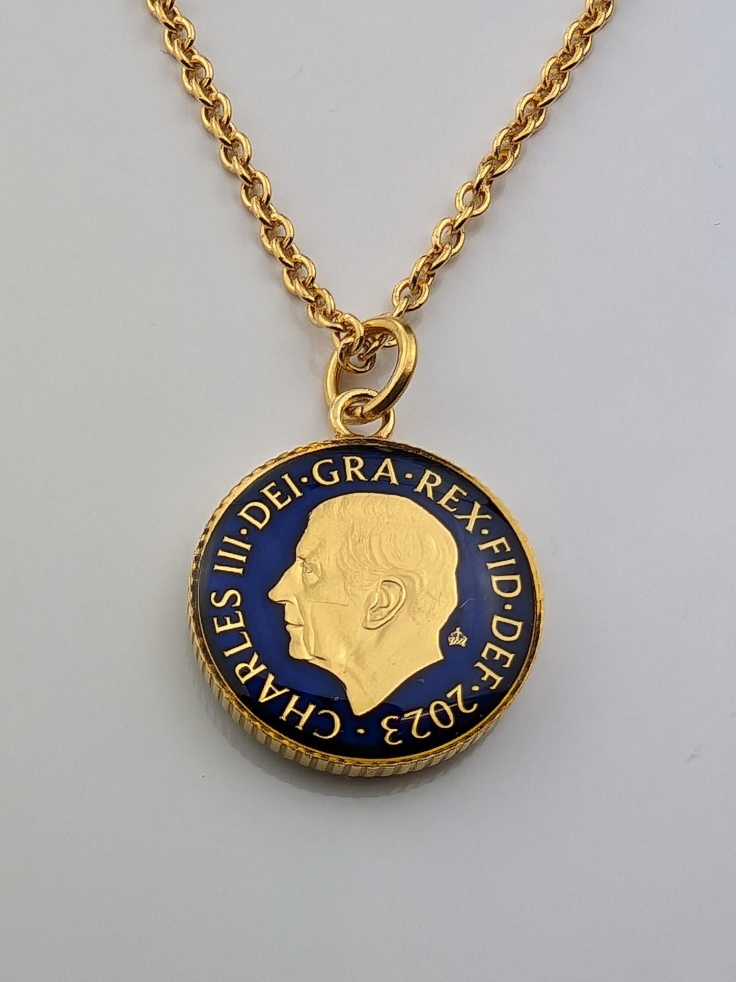 King Charles III Five Pence - Enamelled Coin Necklace
