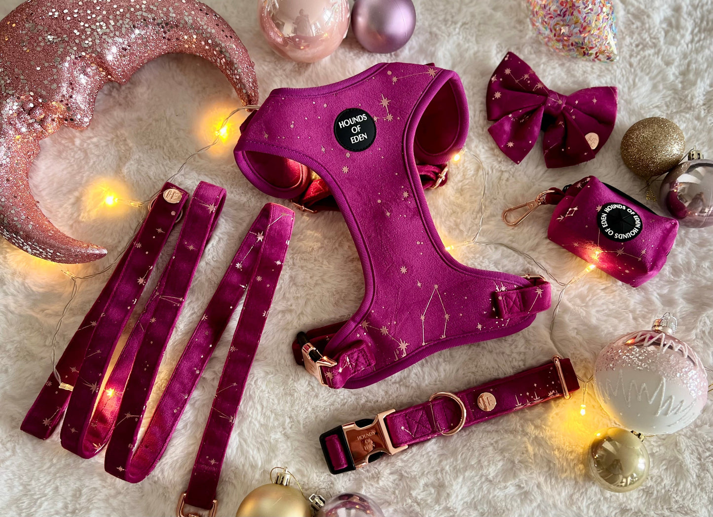 Magenta Sky Velvet Poop Bag Holder