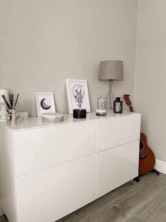 Floral Moon No.3 Boho Hippie Simple Home Wall Decor Print