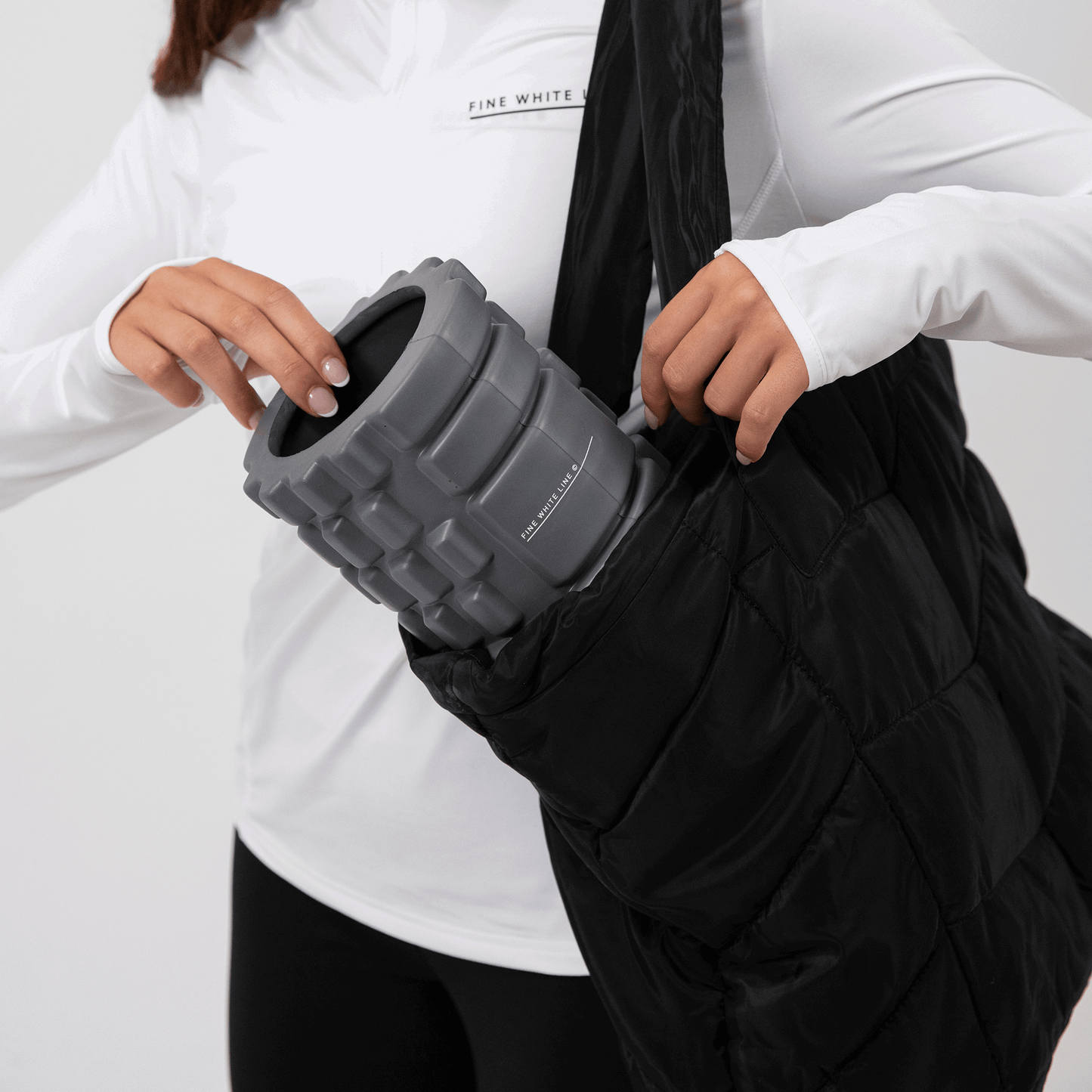 Fine White Line Padded Tote Bag