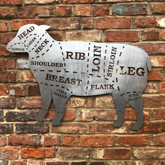 Large Galvanized Steel Butchers Lamb Decoration
