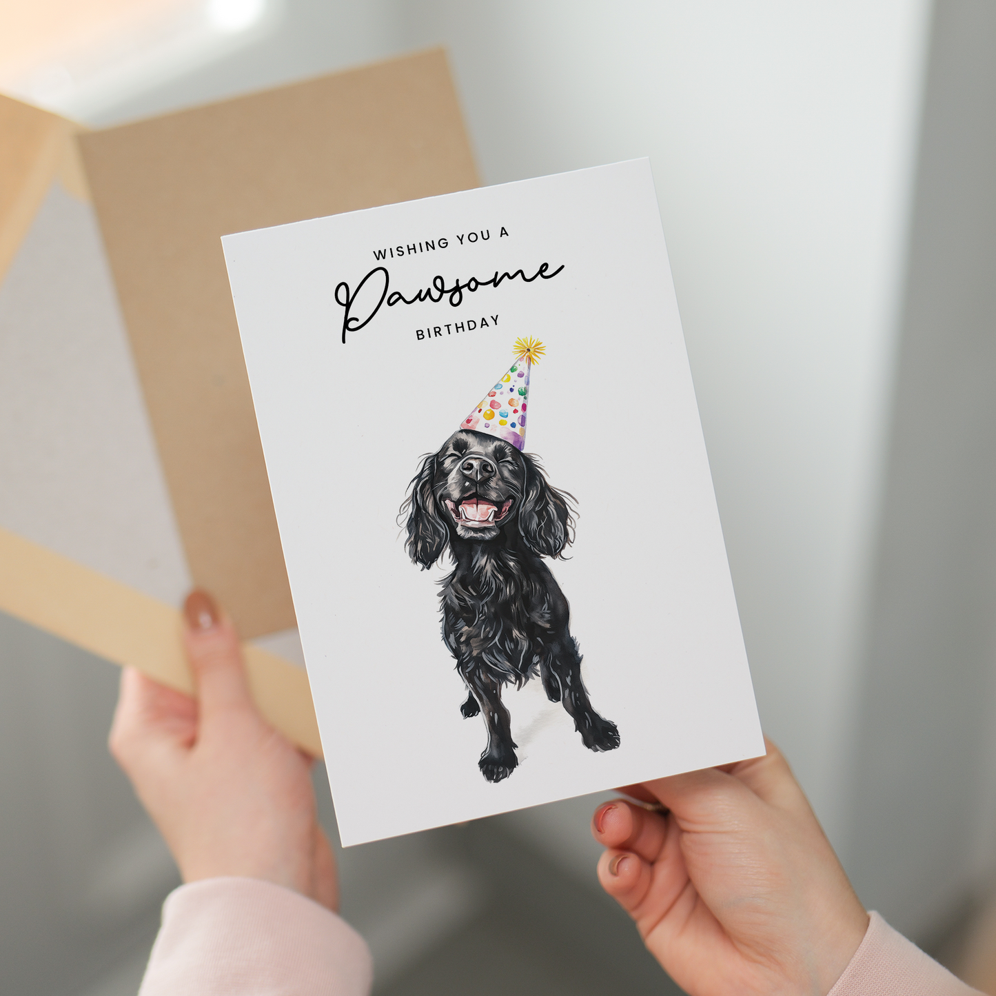 Cocker Spaniel Birthday Card – Cute Dog Lover Card with Party Hat – Pawsome Birthday Greeting Card for Dog Owners