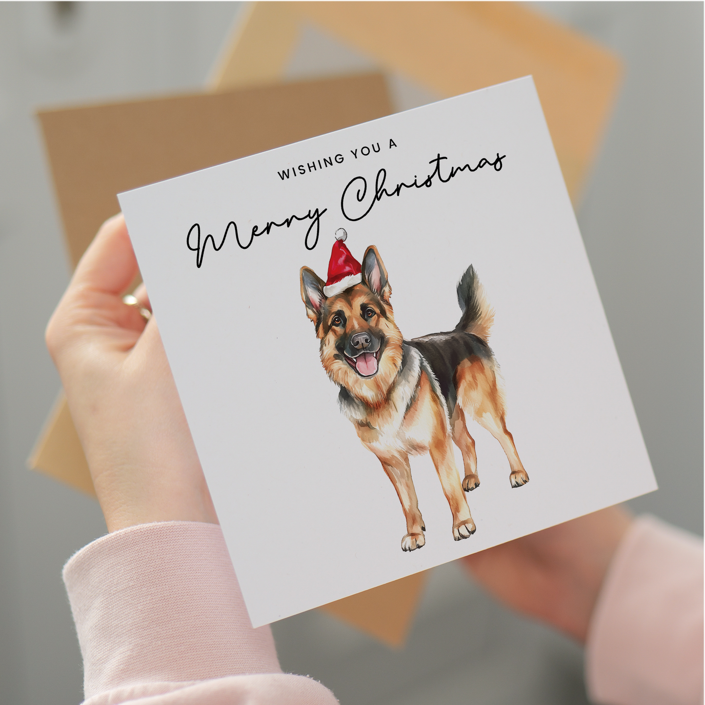 German Shepherd Dog Christmas Card – Cute Dog Lover Christmas Card – Eco Friendly “Merry Christmas” Card – German Shepherd Holiday Card