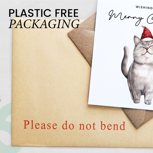 British Shorthair Cat Christmas Card – Cute Cat Lover Card – Eco Friendly “Merry Christmas” Card – Funny Pet Holiday Card