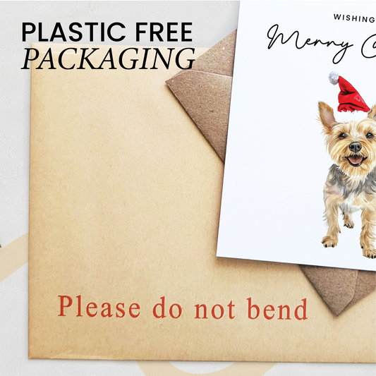 Yorkshire Terrier Dog Christmas Card – Cute Dog Lover Christmas Card – Eco Friendly “Merry Christmas” Card – Yorkshire Terrier Holiday Card
