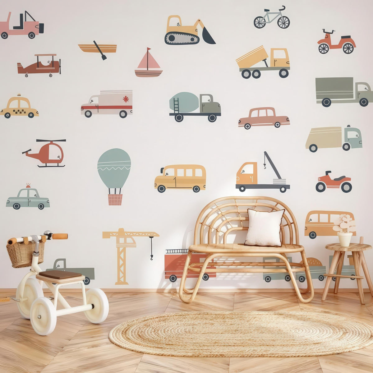 Cars and Trucks Wall Decals | Retro Vehicle Set | Kids Room & Nursery