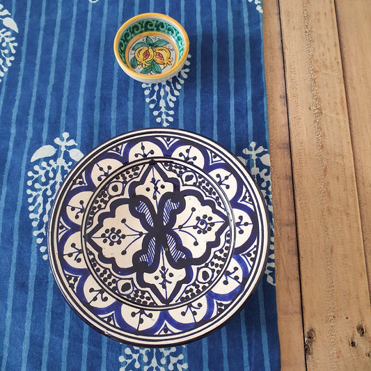Indigo block-printed placemats set of 2, handmade table mats