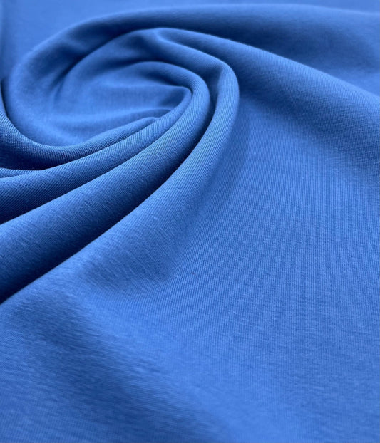 Indigo Cotton Stretch Jersey 240 GSM 92/8 Lycra 4 Way Stretch