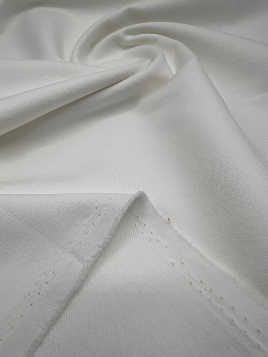 Ivory Plain Washed Stretch Denim 280GSM