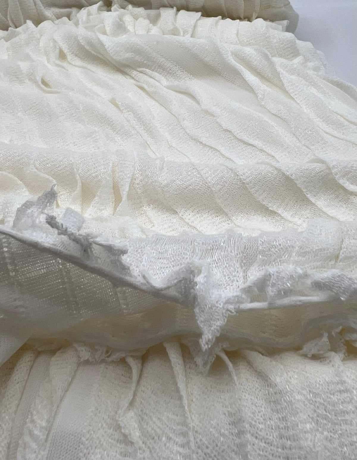 Ivory Ruffle Textured 4 Way Stretch Fabric