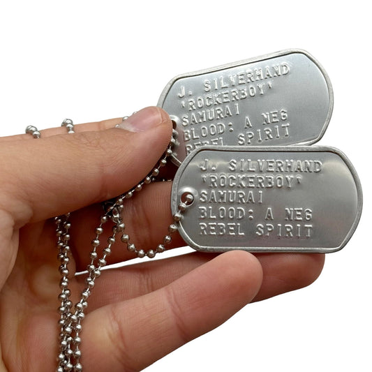 'J SILVERHAND' Military U.S DOG TAGS Necklace Cosplay Pendant Gaming Collector Inspired