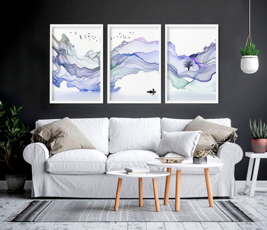 Living room framed prints | set of 3 Japandi wall art