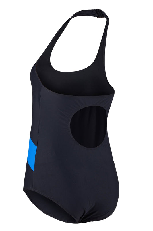 Girl's Halterneck Swimsuit in Black/blue - Eco