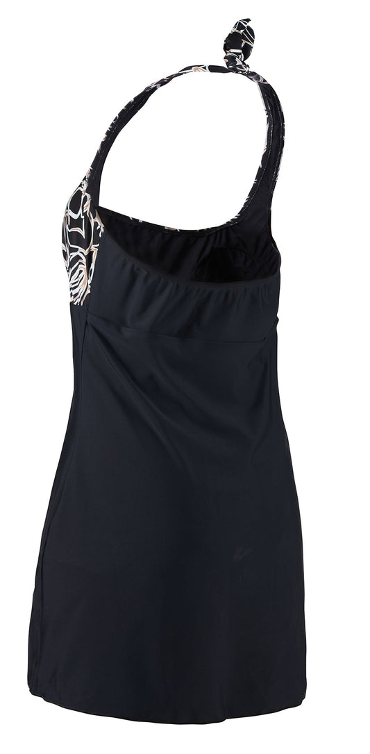 Kes-Vir Ladies Swim Dress in Black Floral *
