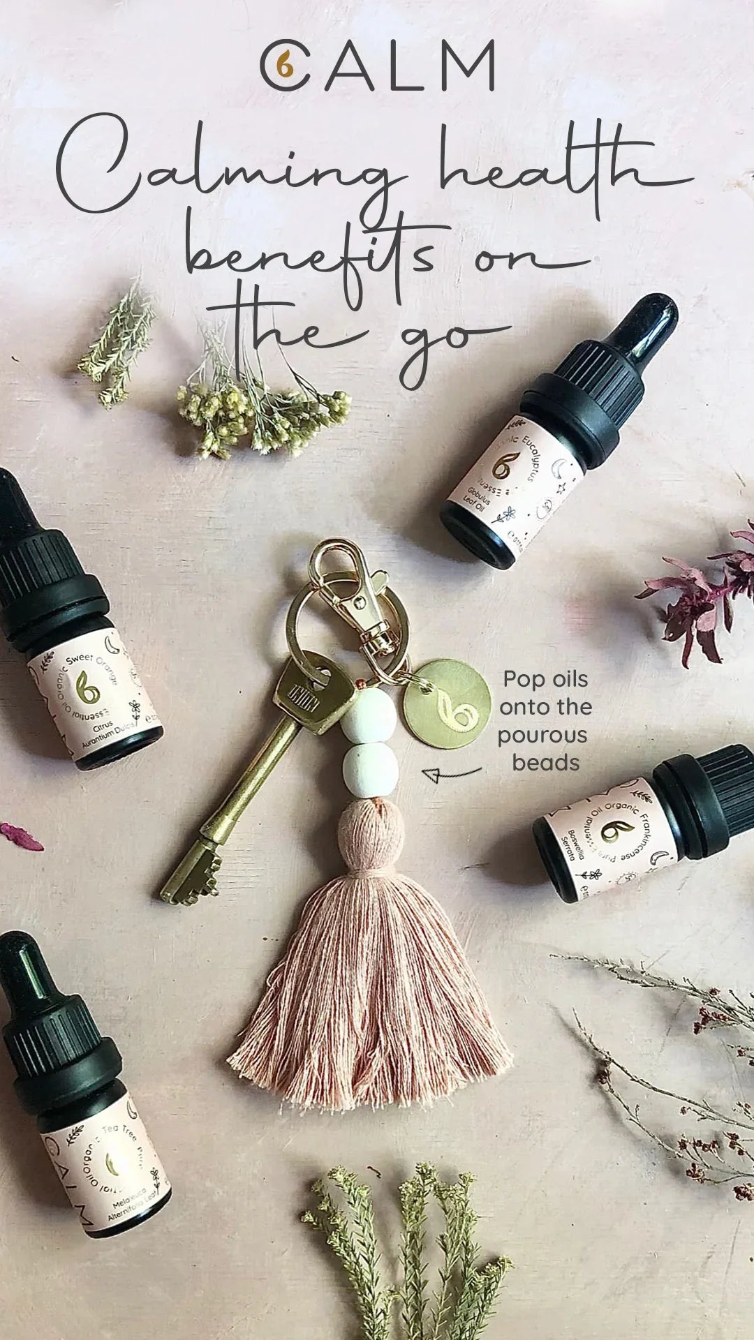 Keyring Diffuser & Breathe Calm Organic Essential Oil 10ml