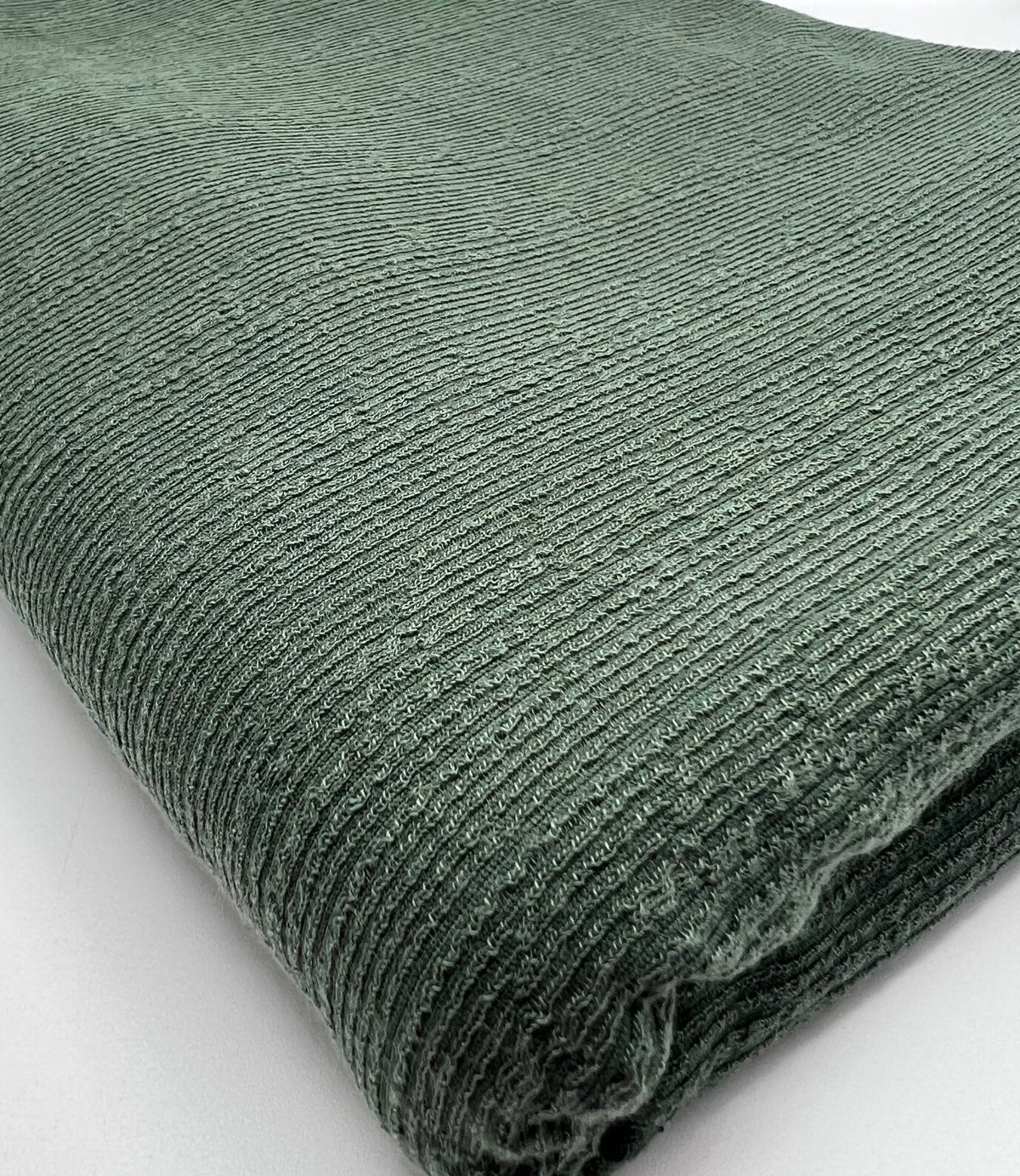 Khaki Green Soft Striped Textured Stretch Fabric