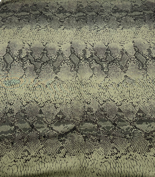 Khaki Snake Print Viscose Elastane Fabric